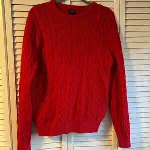 Red J Crew Cable Knit Sweater - Medium
